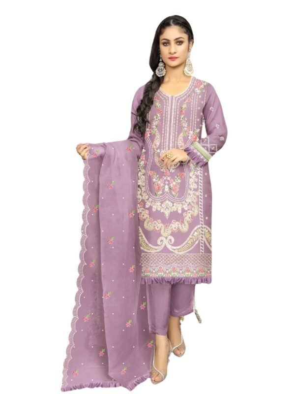 Purple Embroidered Beautiful Pakistani Suit Crafted Georgette