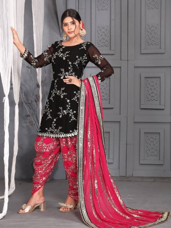 Heavy Faux Georgette With Heavy Embroidery Apple Cute Dress