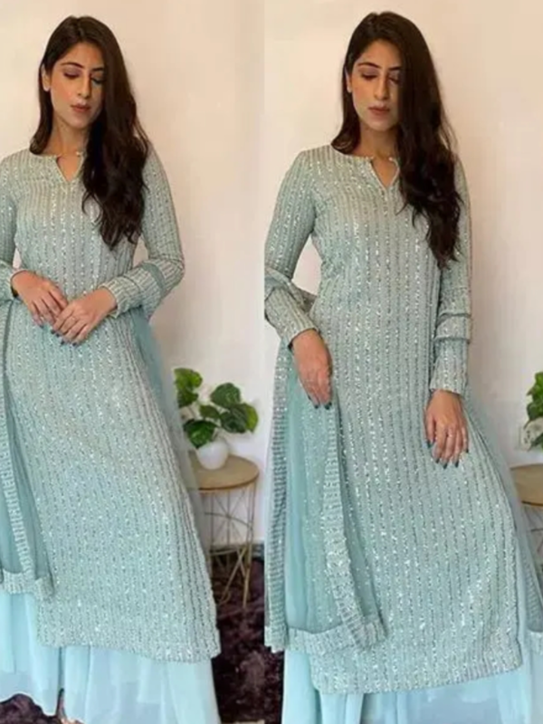 Embroidered Georgette Semi Stitched Suits Top Fabric: Georgette Lining Fabric: Georgette
