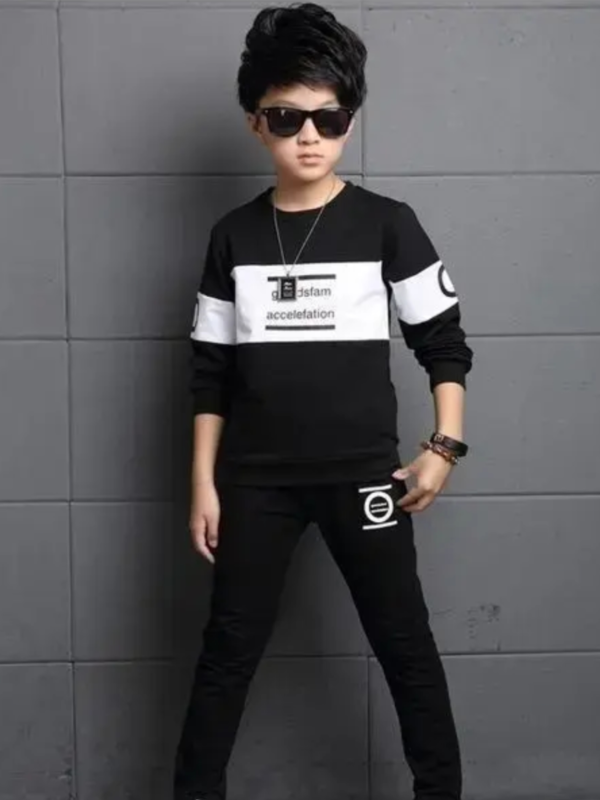 Full Sleeve Black Boys Clothing Set(Pack of 1