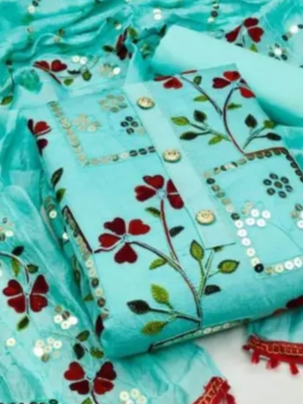 Women’s Aqua Blue Floral Embroidered