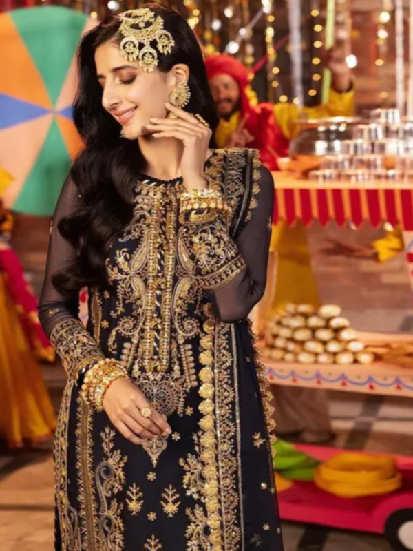 Attractive Semi Stitched Black party ware suits
