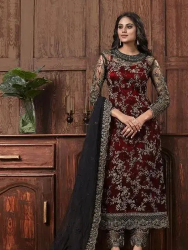 Maroon Color Pakisatani Net With