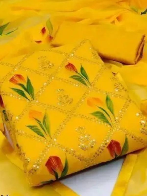 Aagyegi Sensational Gold Georgette Unstiched Patiala Party Wear Double