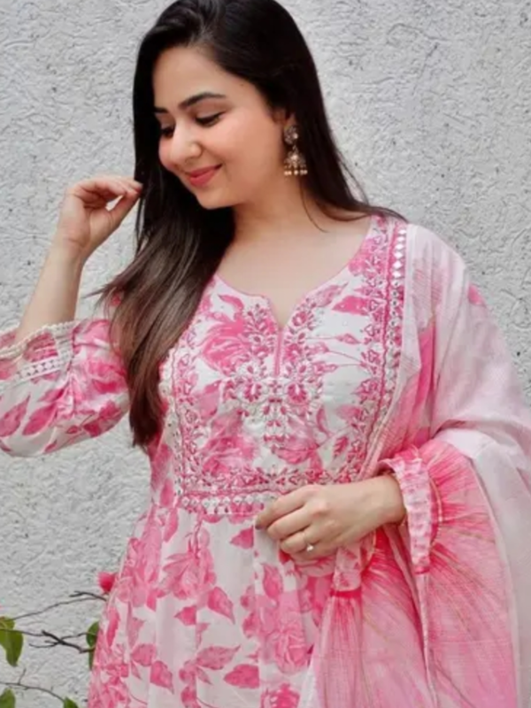 nayara suit, long gown suit, pink suit, heavy desing,suit for dailywear, kurti