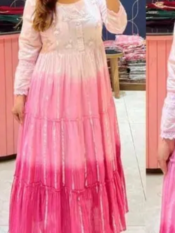 Women pure cotton lurex fabric gown with