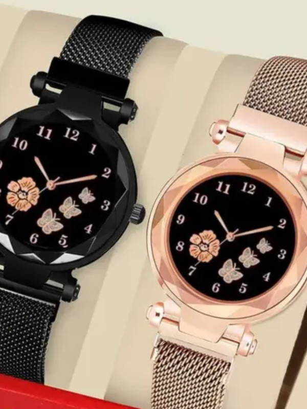Flowered Dial Megnet Watch for
