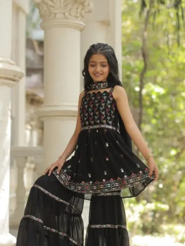 black embroidered sharara setTop
