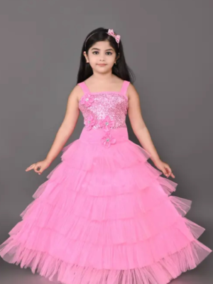 New Girls Net Frocks & DressesFabric: