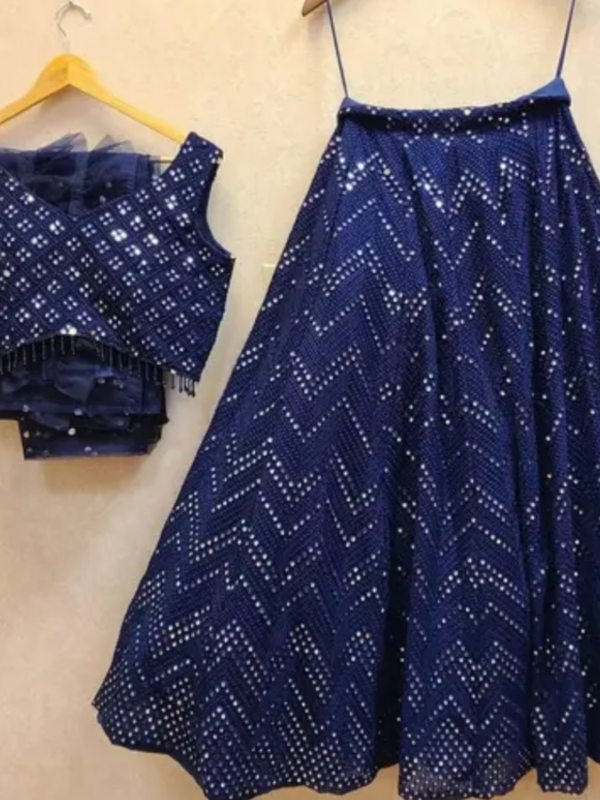 Self Design Embroidered Sequined Semi