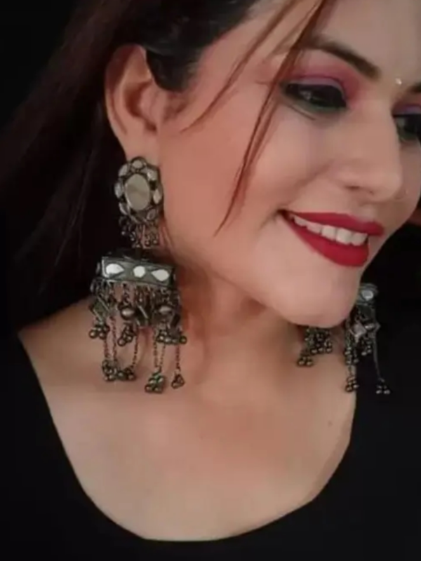 Latest Black Metal Big Oxidised Jhumka