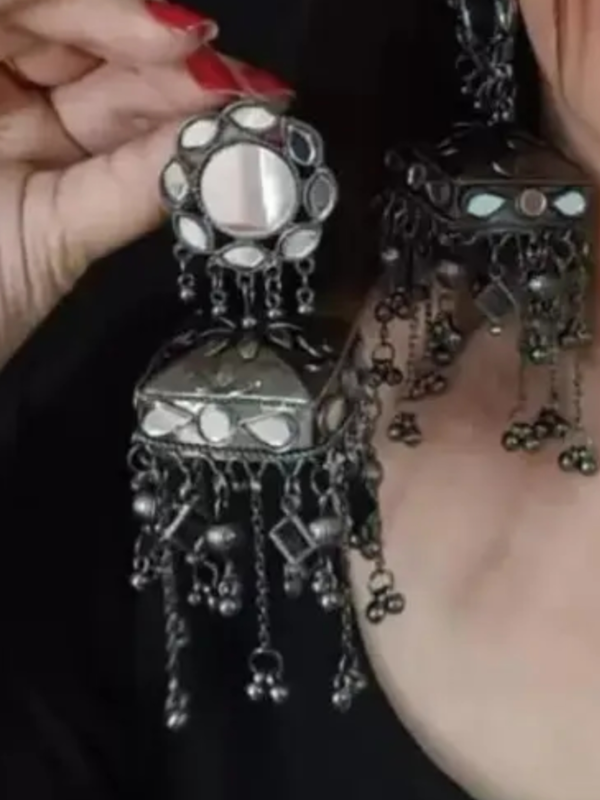 Latest Black Metal Big Oxidised Jhumka