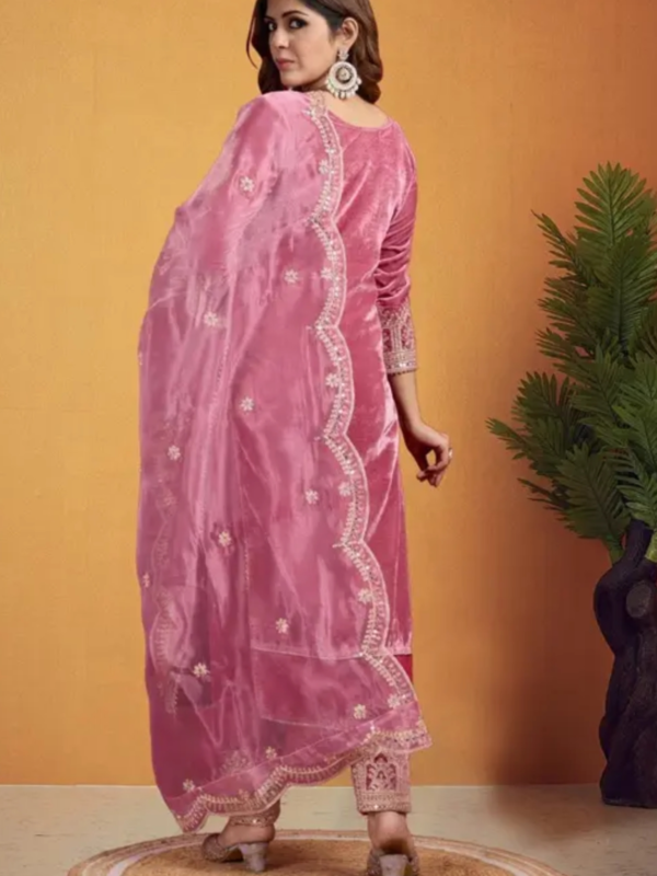 Velvet Top, Plazo And Duppata SetName: