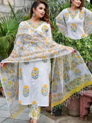 Women Block Printed Kurta and pant set