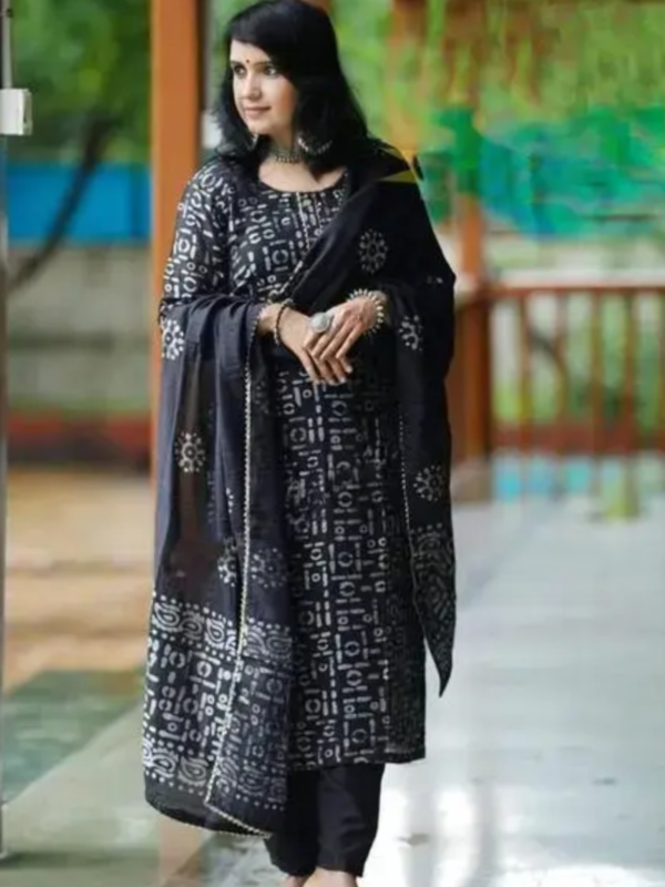 Rayon Black Discharge Print Kurti And
