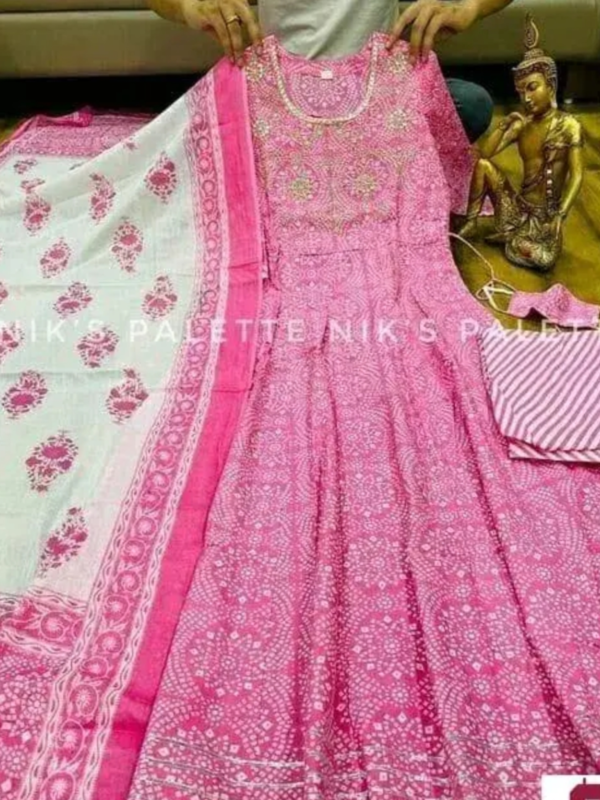 Name: Women’s Rayon Cottan Embroidered Anarkali Kurta Pant With Dupatta Set For Women Kurta Fabric: Rayon Bottomwear Fabric: Rayon Fabric: Rayon Sleeve Length: Three-Quarter Sleeves Set Type: Kurta With Dupatta And Bottomwear Bottom Type: Pants Pattern: Printed Net Quantity (N): Single Sizes: M, L, XL, XXL Women’s Clothing Regular Wear Anarkali Kurta And Pant Dupatta Set This is Designed as per the Current trends to keep you in sync with high fashion and other occasion, it will keep you comfortable all day long. The lovely design forms a substantial feature of this wear. It looks stunning every time you match it with accessories. This attractive Anarkali Kurta And Pant Set will surely fetch you compliments for your rich sense of style. Stow away your old stuff when you wear this Kurta And Pant Dupatta Set. Light in weight will be soft against your skin. Its Simple and unique design and beautiful colours, prints and patterns Country of Origin: India