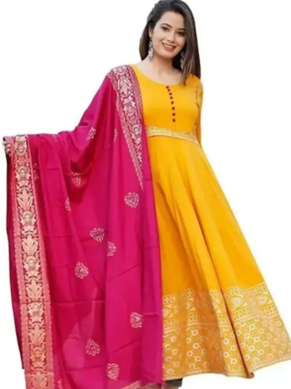 PLUS SIZE LONG ANARAKALI YELLOW