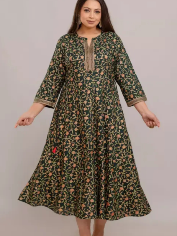 Fashion Zest Rayon Green Color Plus size