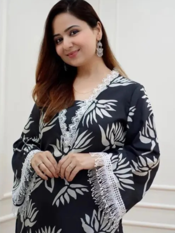 women fashion printed black kurta set