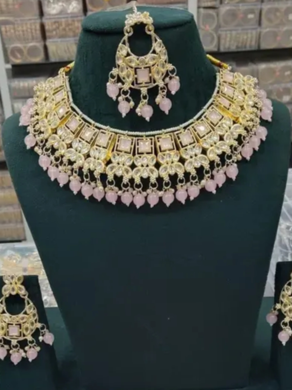 Gold Plated Pink Traditional Kundan