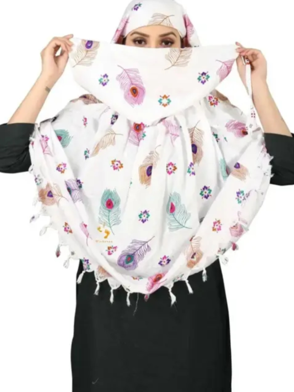 Cotton Blend Long Fancy Scarf Cum