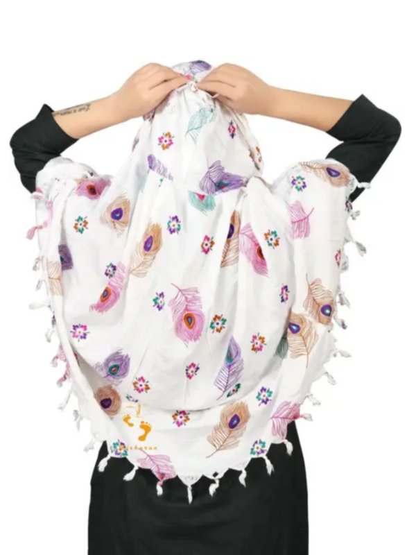 Cotton Blend Long Fancy Scarf Cum