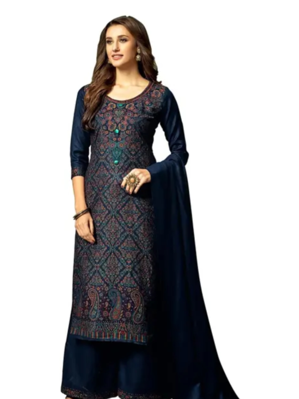 Women’s Navy Blue Woven Design Self-