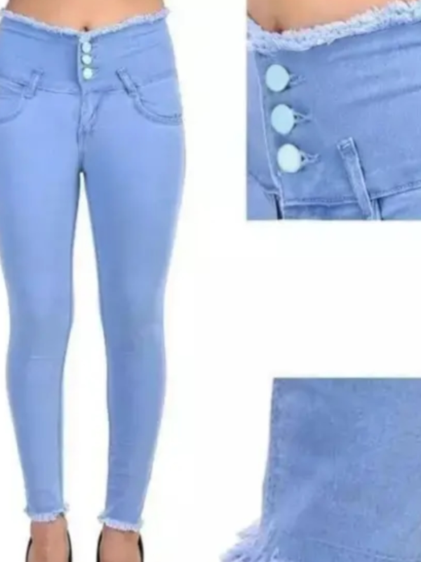 WOMENS 4-BUTTON PLAIN JEANS FOR