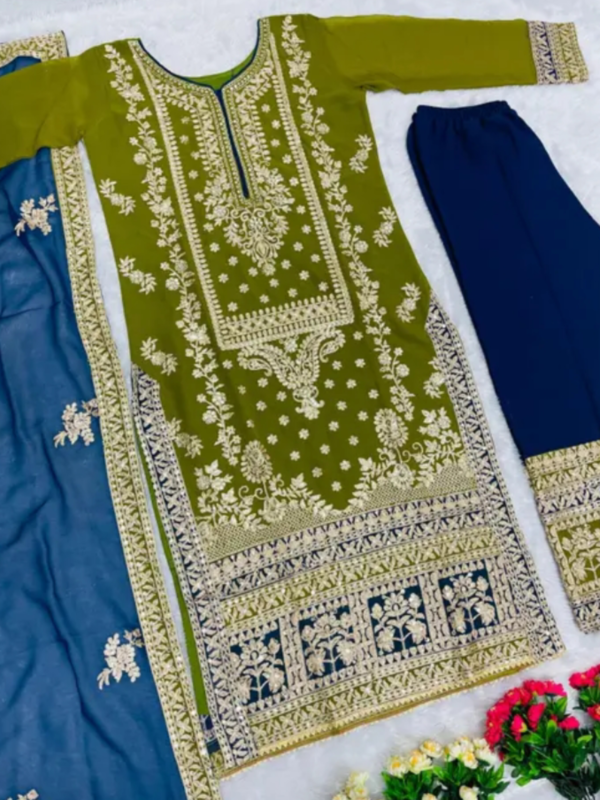 New Designer Heavy Fuax Georgette Green