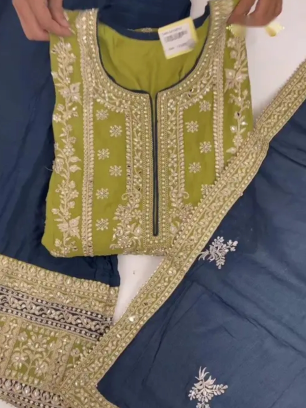 New Designer Heavy Fuax Georgette Green