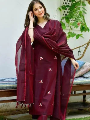MaroonDesignerEidExclusiveSilkEmbroidered S