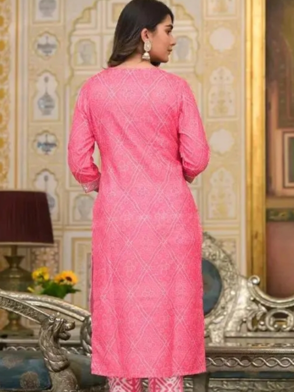 Pink and white embroidered Kurti SetKurta