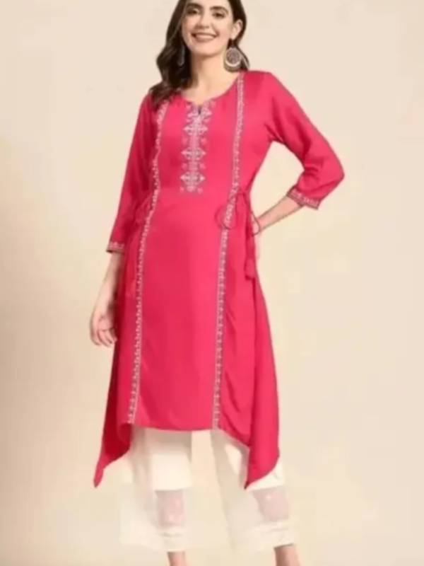 Women Rayon Fabric Flared Embroider