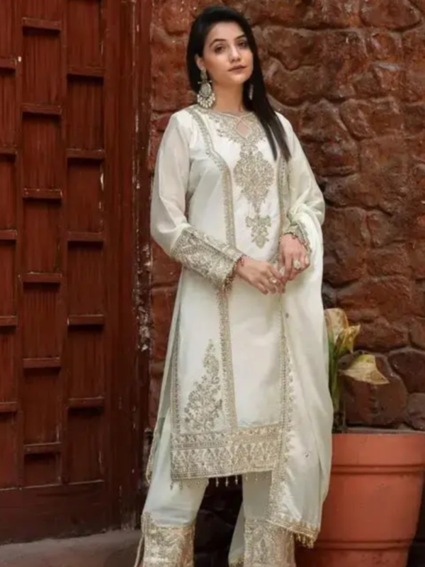 Embroidered Heavy Chinon Silk kurti with
