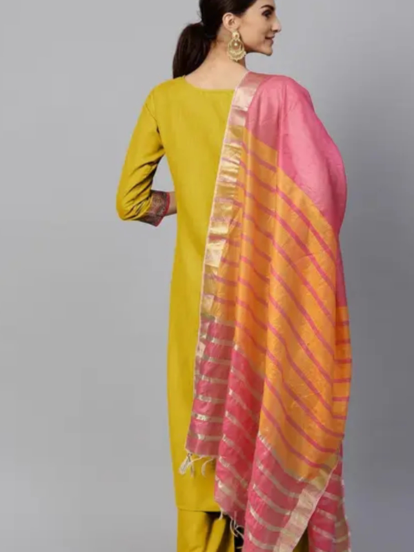 Desginer Mustard Cotton Kurti Set For
