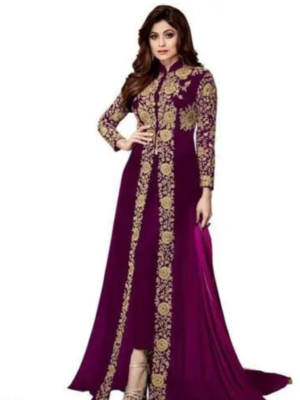 Women's Purple Floral Embroidered