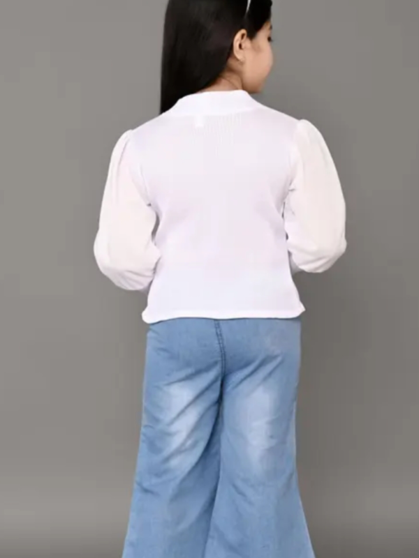 Denim Palazzo Jeans paired with a Sleek
