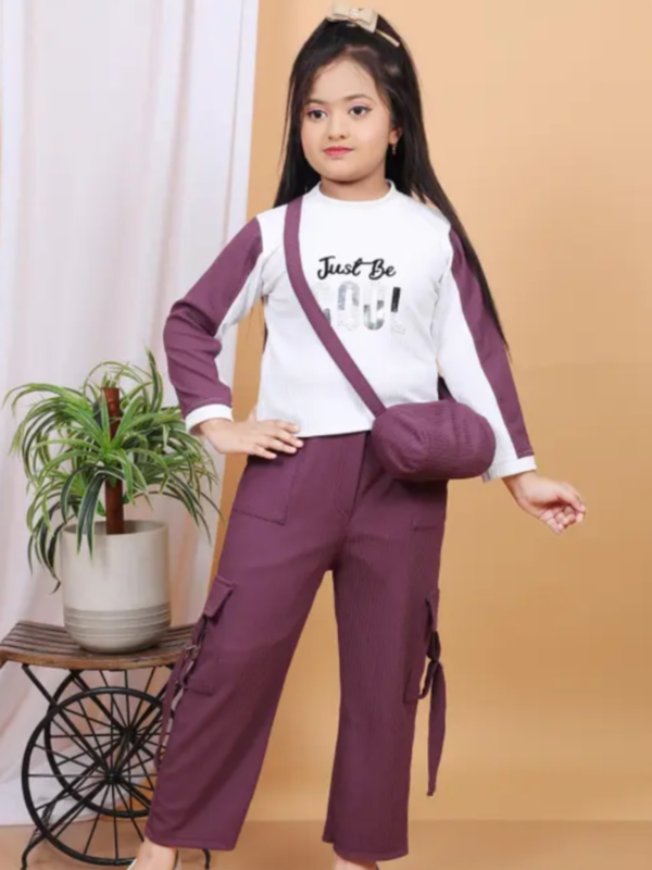 Top and cargo set for girls.Top Fabric: