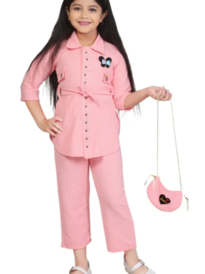 Kids top pant handbag set for party and