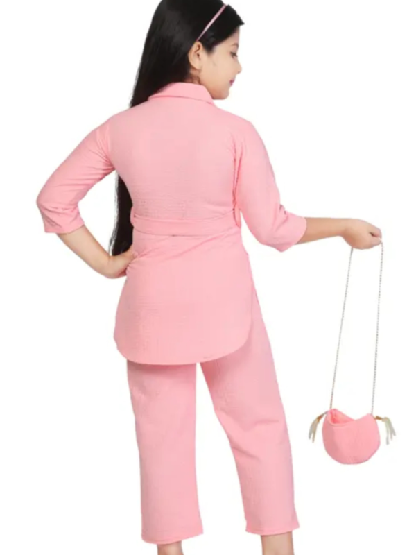 Kids top pant handbag set for party and