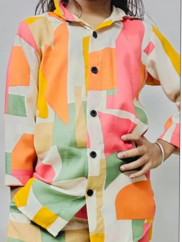 Girls Printed Top with Pants & Jacket set