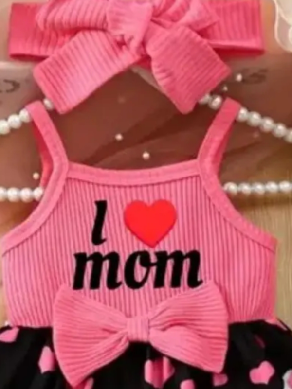 Trendy “I ❤ Mom” Baby Girl Frock with
