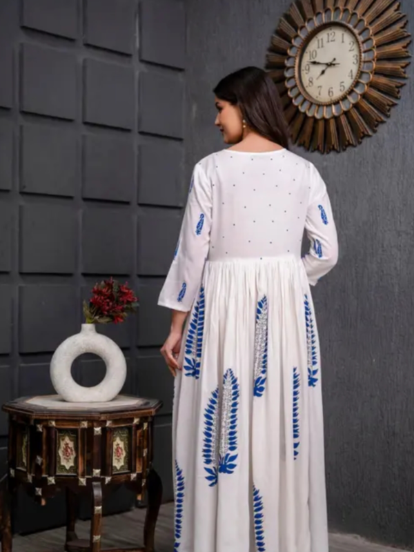 White Hand BlockPrintedAnarkaliGown