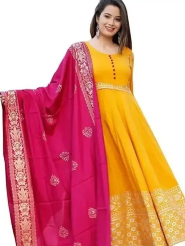 anarkali kurta and dupta setFabric: