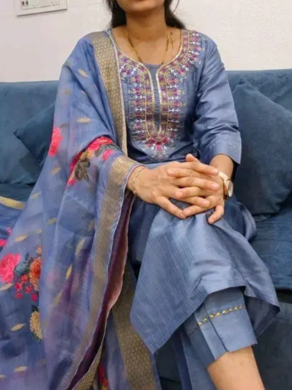 ancyReyonSlubKurtaSetWithDupattaKurta