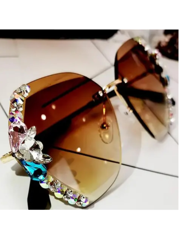 VALWICK UNIQUE FANCY DESIGN LUXURY OVERSIZED RIMLESS SUNGLASSES LOOKS FOR WOMEN*