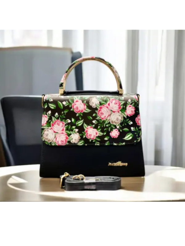 Jazzberry Women black floral Printed Pu leather Sling Bag with Detachable Strap