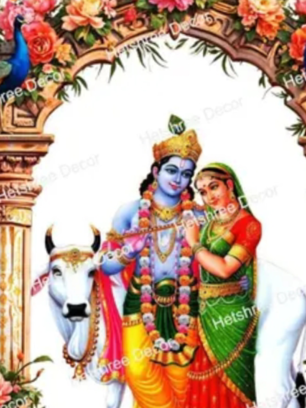 Decorcutecuteradhakrishnawithbutterfliesandpeac