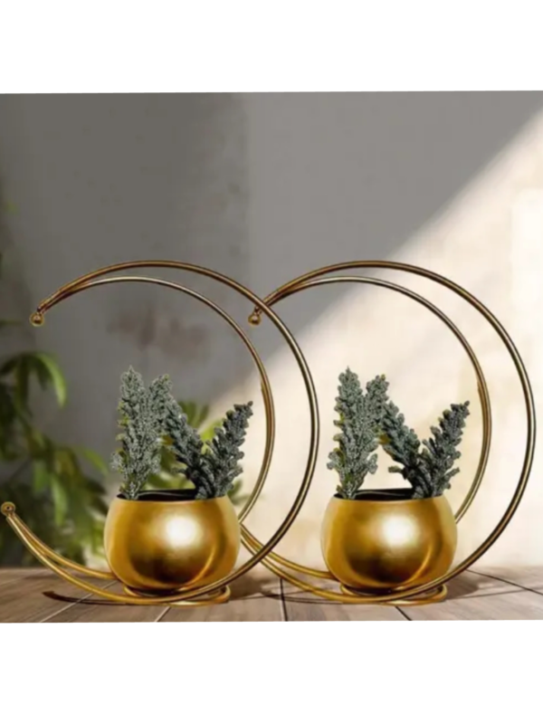 E-Trends®Designer Moon Shape Vase Gold Metal Moon Shape Flower Pot, Table Decorative Flower Pot Home Decor vase (Multicolor)