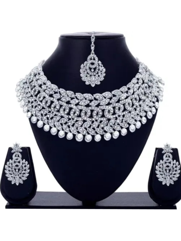 Rhodium Plated Jewellery Set White Austrian Diamond